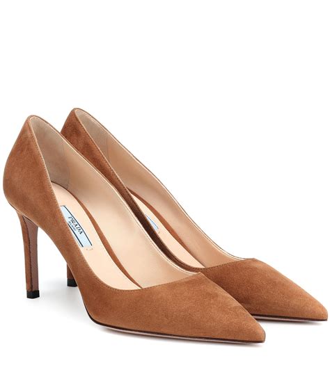 prada brown suede heel|prada chunky heel pumps.